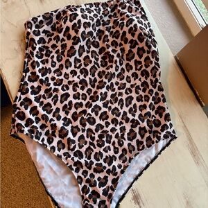 Leopard Print One-Piece Off The Shoulder Swimsuit